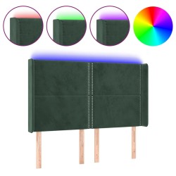 Tête de lit à LED Vert foncé 147x16x118/128 cm Velours 