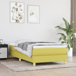 Cadre de lit sans matelas vert 100x200 cm tissu 