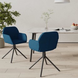 Chaises pivotantes à manger lot de 2 Bleu Velours 