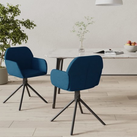 Chaises pivotantes à manger lot de 2 Bleu Velours 