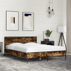 Cadre de lit sans matelas chêne fumé 120x190 cm 