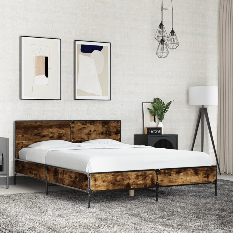 Cadre de lit sans matelas chêne fumé 120x190 cm 