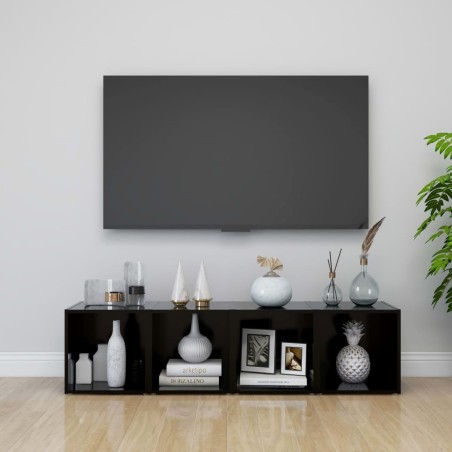 Meubles TV 4 pcs noir 37x35x37 cm bois d’ingénierie 