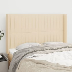 Tête de lit avec oreilles Crème 147x16x118/128 cm Tissu 