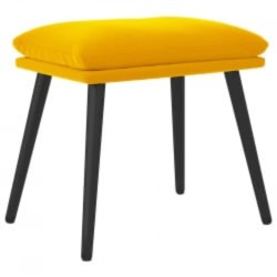 Chaise de relaxation avec repose-pied Jaune moutarde Velours 