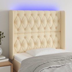 Tête de lit à LED Crème 93x16x118/128 cm Tissu 
