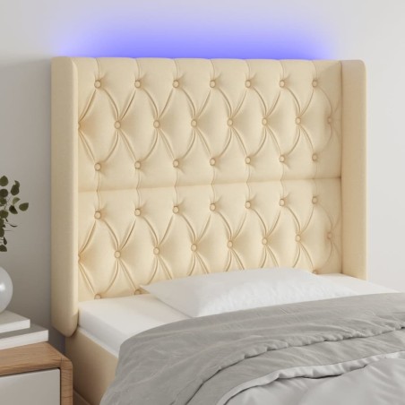 Tête de lit à LED Crème 93x16x118/128 cm Tissu 