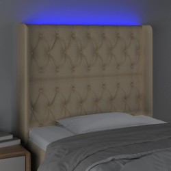 Tête de lit à LED Crème 93x16x118/128 cm Tissu 