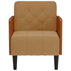 Fauteuil avec accoudoirs marron 55 cm velours 