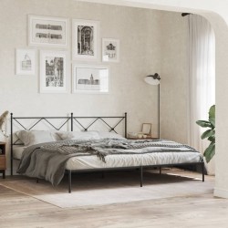 Cadre de lit métal sans matelas avec tête de lit noir 193x203cm 
