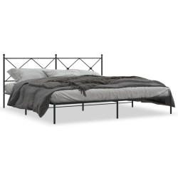 Cadre de lit métal sans matelas avec tête de lit noir 193x203cm 