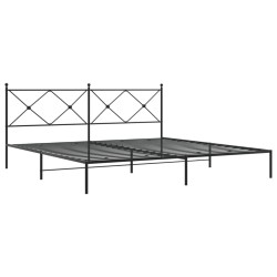 Cadre de lit métal sans matelas avec tête de lit noir 193x203cm 