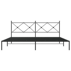 Cadre de lit métal sans matelas avec tête de lit noir 193x203cm 