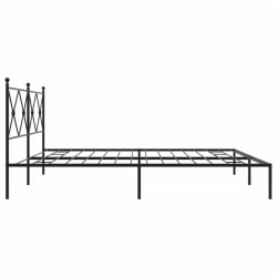 Cadre de lit métal sans matelas avec tête de lit noir 193x203cm 