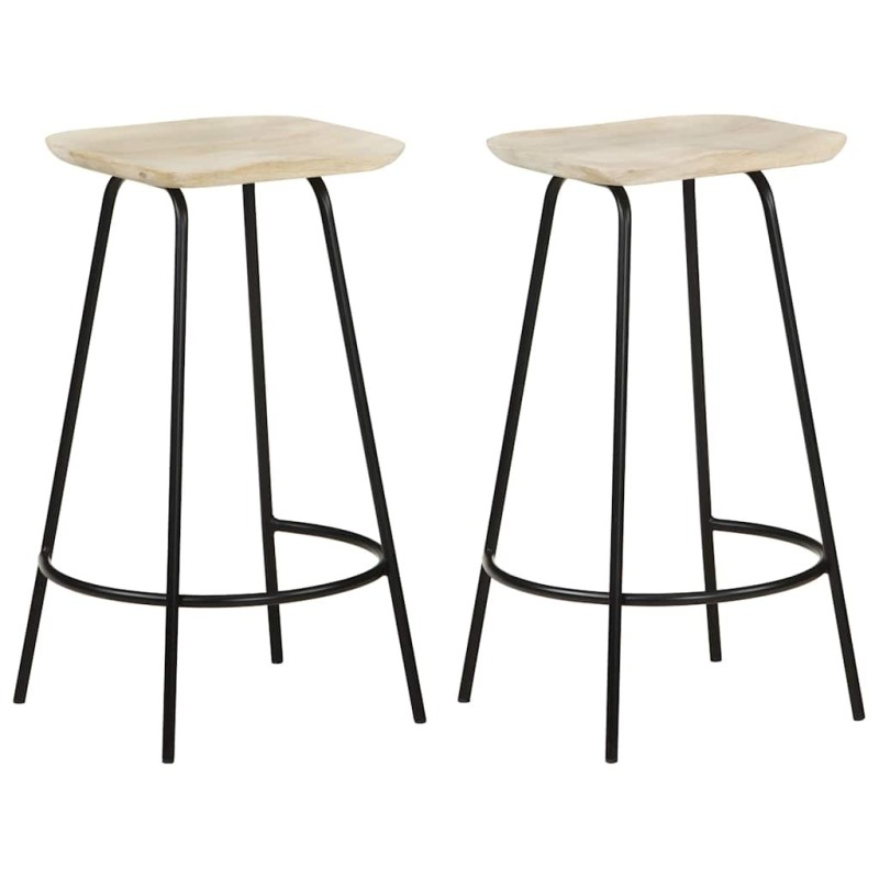 Tabourets de bar lot de 2 bois de manguier massif 