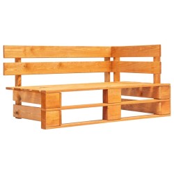 Canapé d'angle palette de jardin marron miel bois pin imprégné 