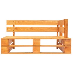 Canapé d'angle palette de jardin marron miel bois pin imprégné 