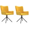 Chaises pivotantes à manger lot de 2 Jaune Velours 