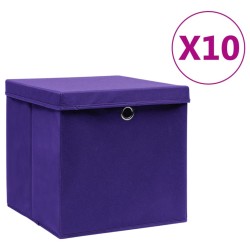 Boîtes de rangement avec couvercles 10 pcs 28x28x28 cm Violet 