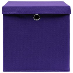 Boîtes de rangement avec couvercles 10 pcs 28x28x28 cm Violet 