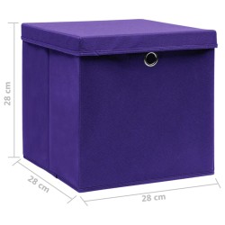 Boîtes de rangement avec couvercles 10 pcs 28x28x28 cm Violet 