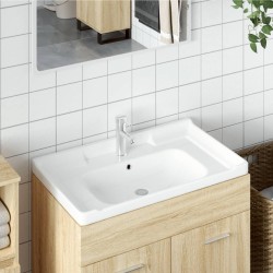 Évier salle de bain blanc 91,5x48x23 cm rectangulaire céramique 