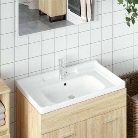 Évier salle de bain blanc 91,5x48x23 cm rectangulaire céramique 