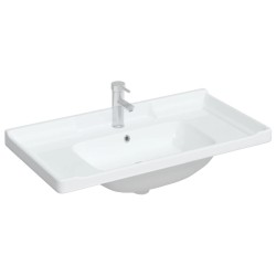 Évier salle de bain blanc 91,5x48x23 cm rectangulaire céramique 