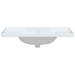 Évier salle de bain blanc 91,5x48x23 cm rectangulaire céramique 
