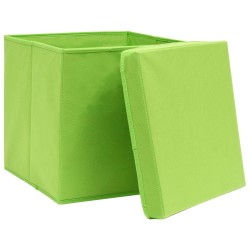 Boîtes de rangement avec couvercles 10 pcs 28x28x28 cm Vert 
