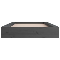 Cadre de lit sans matelas gris 135x190 cm bois massif 