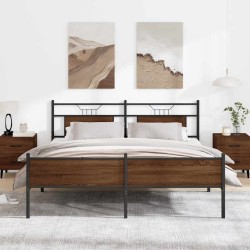 Cadre de lit en métal sans matelas chêne marron 160x200 cm 