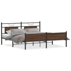 Cadre de lit en métal sans matelas chêne marron 160x200 cm 