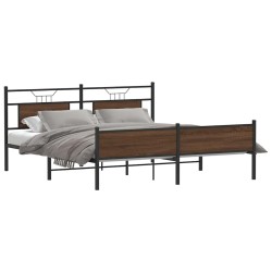 Cadre de lit en métal sans matelas chêne marron 160x200 cm 