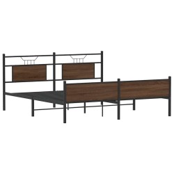 Cadre de lit en métal sans matelas chêne marron 160x200 cm 