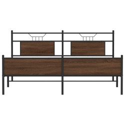 Cadre de lit en métal sans matelas chêne marron 160x200 cm 