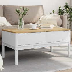 Table basse FLORO blanc 99x55,5x45 cm bois massif de pin 