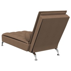 Chaise longue de massage avec traversin marron tissu 