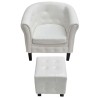 Fauteuil avec repose-pied blanc similicuir 