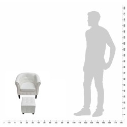 Fauteuil avec repose-pied blanc similicuir 
