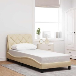 Cadre de lit sans matelas crème 80x200 cm tissu 