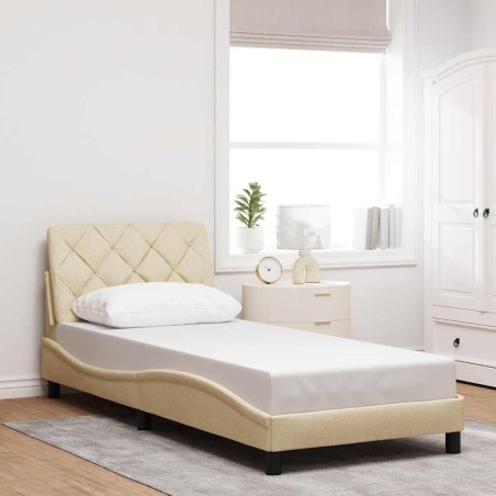 Cadre de lit sans matelas crème 80x200 cm tissu 
