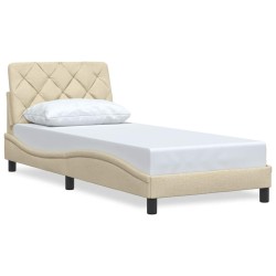Cadre de lit sans matelas crème 80x200 cm tissu 