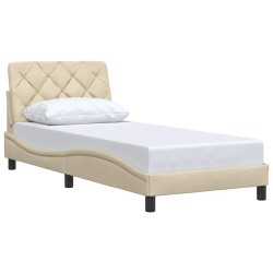 Cadre de lit sans matelas crème 80x200 cm tissu 