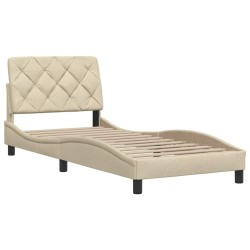 Cadre de lit sans matelas crème 80x200 cm tissu 