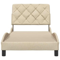 Cadre de lit sans matelas crème 80x200 cm tissu 