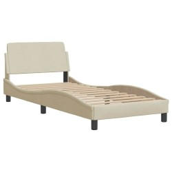 Cadre de lit sans matelas crème 80x200 cm tissu 