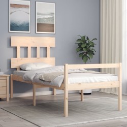 Lit pour personne âgée et tête de lit 100x200 cm bois massif 