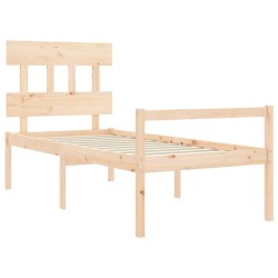 Lit pour personne âgée et tête de lit 100x200 cm bois massif 