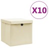 Boîtes de rangement avec couvercles 10 pcs 28x28x28 cm Crème 